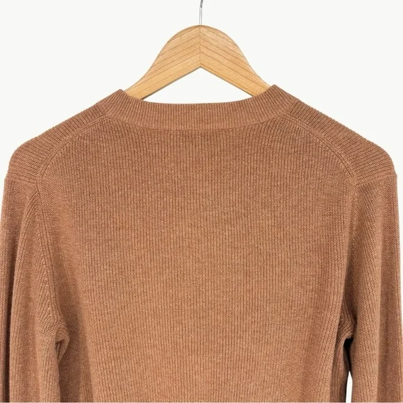 NWT Amour Vert Lily Rib-Knit Cropped Cardigan Sweater | Sz Medium | Camel Tan - Picture 7 of 13